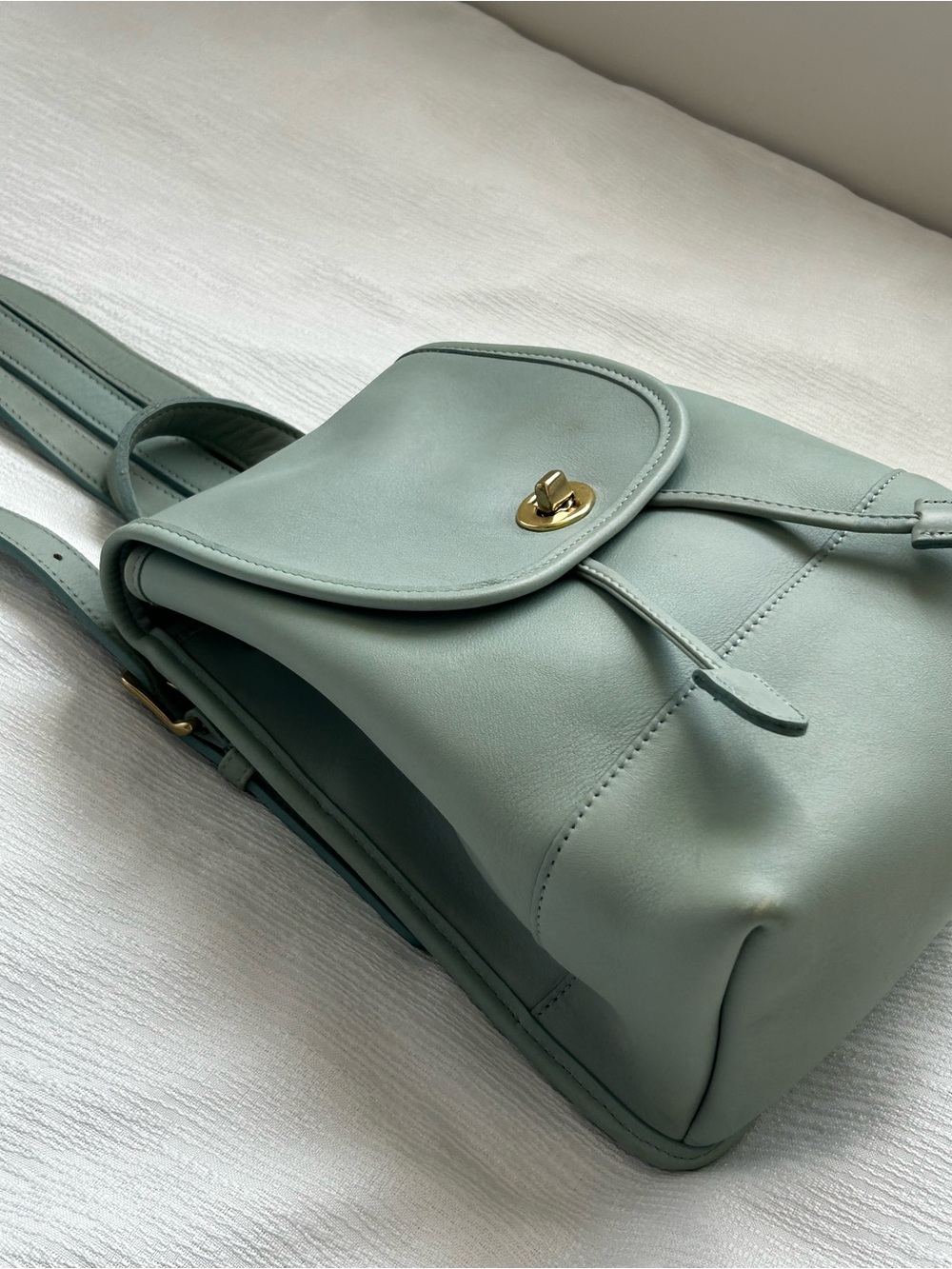 Collectable Coach leather daypack mini backpack 9960 Light Green - Picture 5 of 8